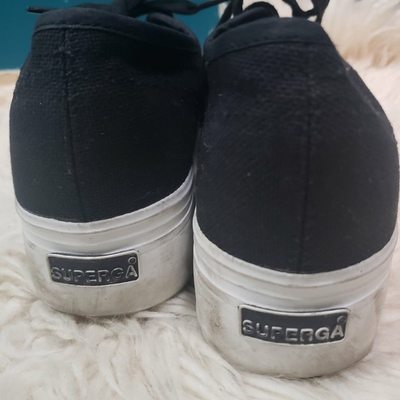 Superga women's canvas platform sneaker black size 8.5 - Picture 3 of 7